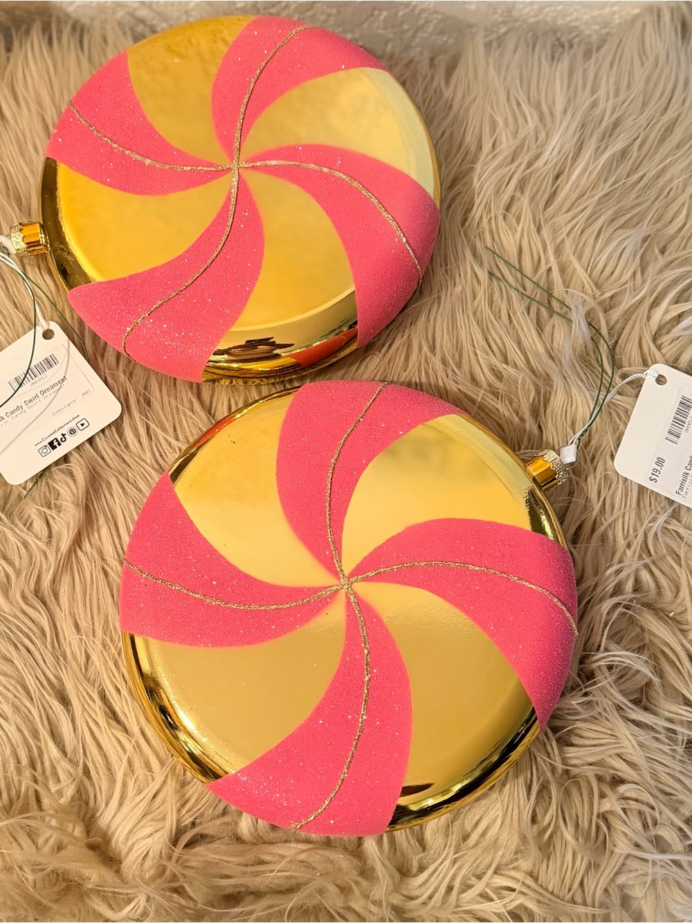 NWT Farrisilk Gold and Pink Swirl Holiday Ornament Attachment
